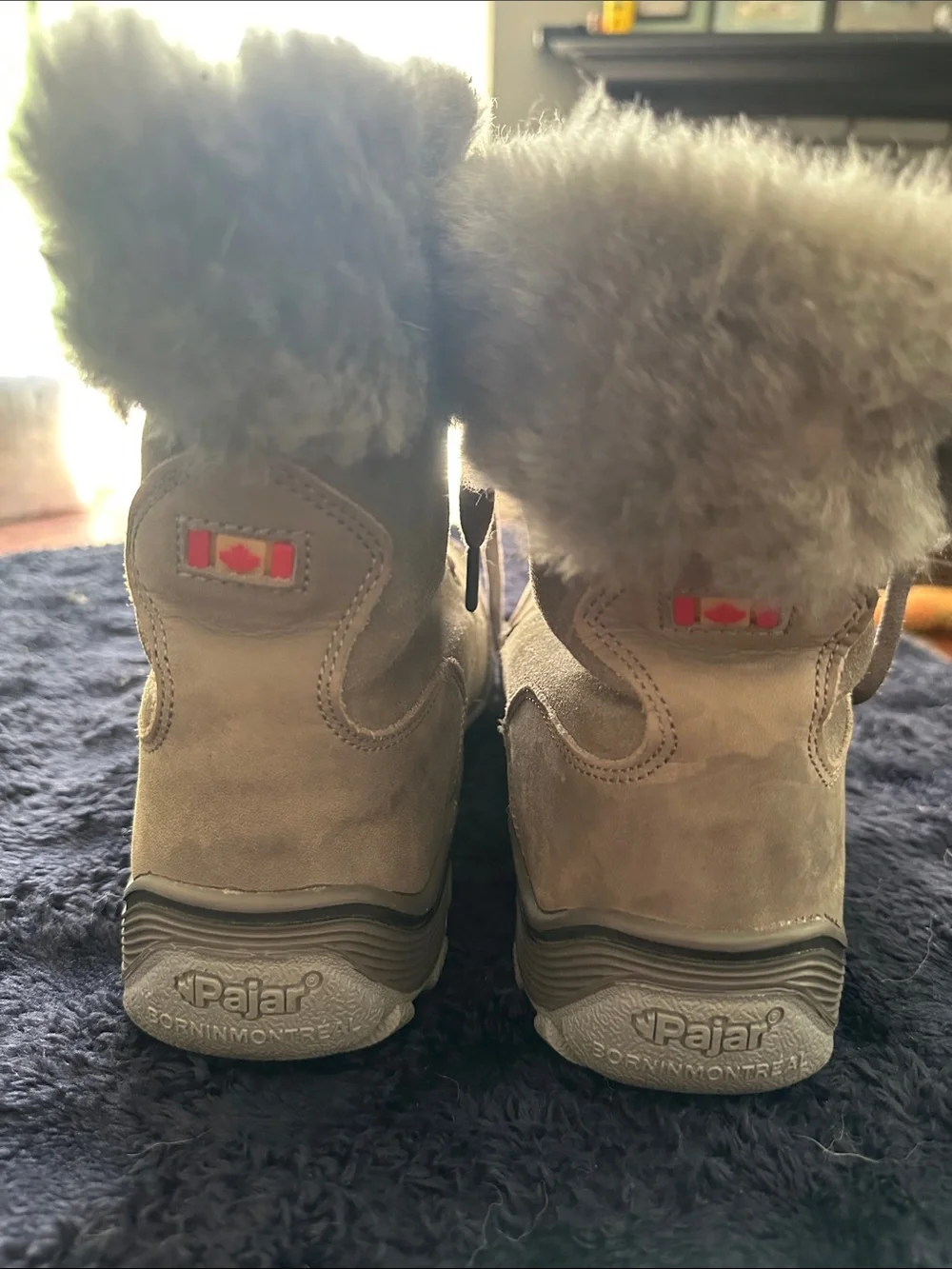 Pajar Taupe Suede Fur-Trim Lace-Up Winter Boots